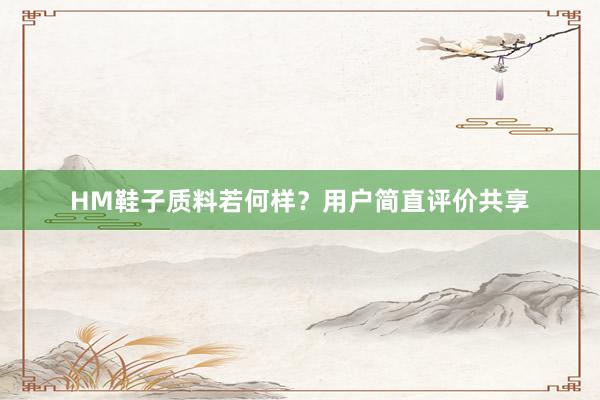 HM鞋子质料若何样？用户简直评价共享